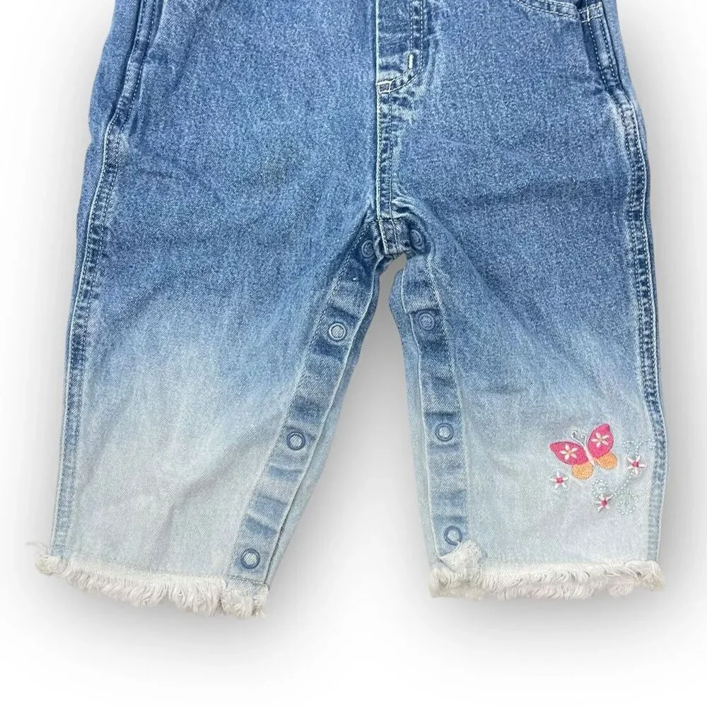 Vintage Y2K The Children’s Place Denim Overalls Ombré Butterfly Baby Size 18M